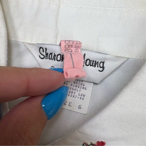 Vintage Sharon Young Westy Scotty Dog Shirt Button Embroidered size 6 - Picture 6 of 10